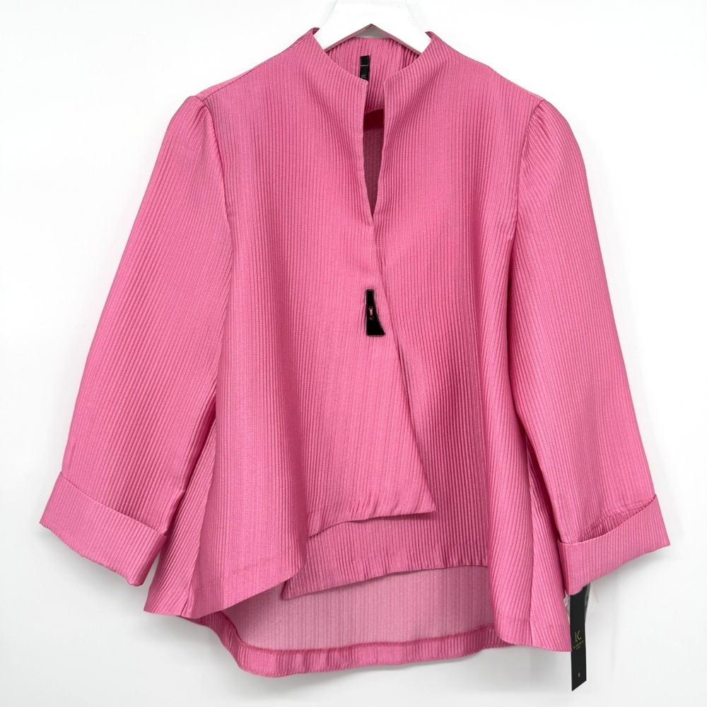 IC Connie K Jacket Size Small Ribbed 3/4 Sleeve Asymmetric Barbiecore NWT USA